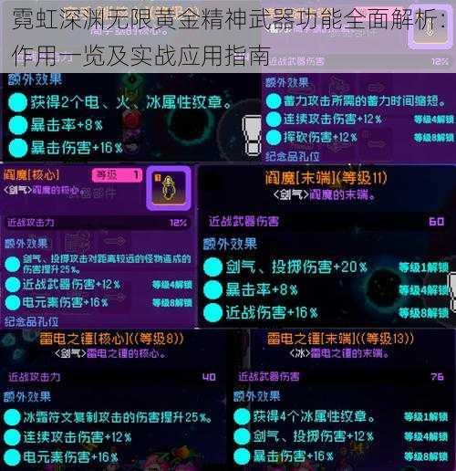 霓虹深渊无限黄金精神武器功能全面解析：作用一览及实战应用指南