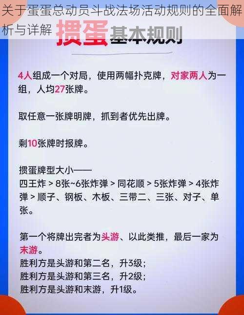 关于蛋蛋总动员斗战法场活动规则的全面解析与详解