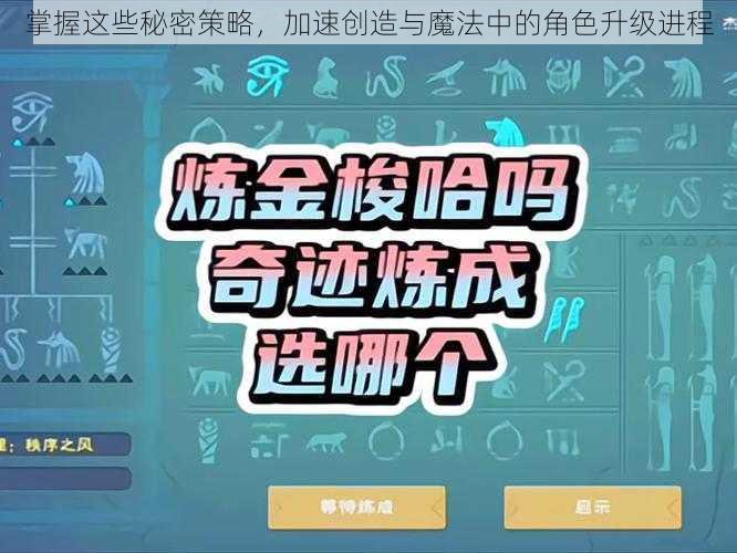掌握这些秘密策略，加速创造与魔法中的角色升级进程