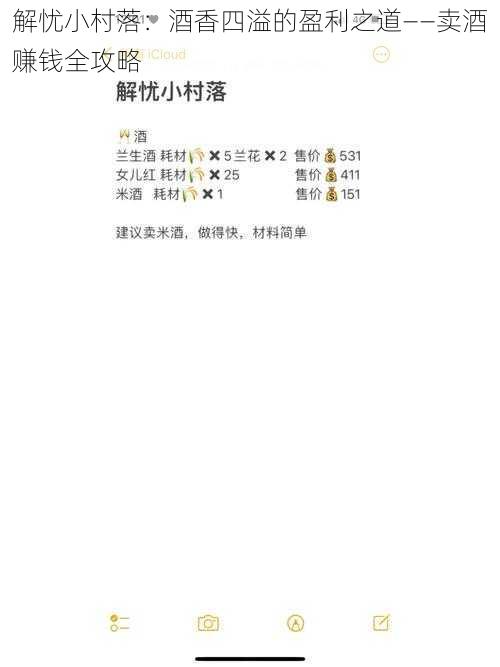解忧小村落：酒香四溢的盈利之道——卖酒赚钱全攻略