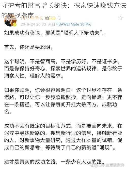 守护者的财富增长秘诀：探索快速赚钱方法的实战指南