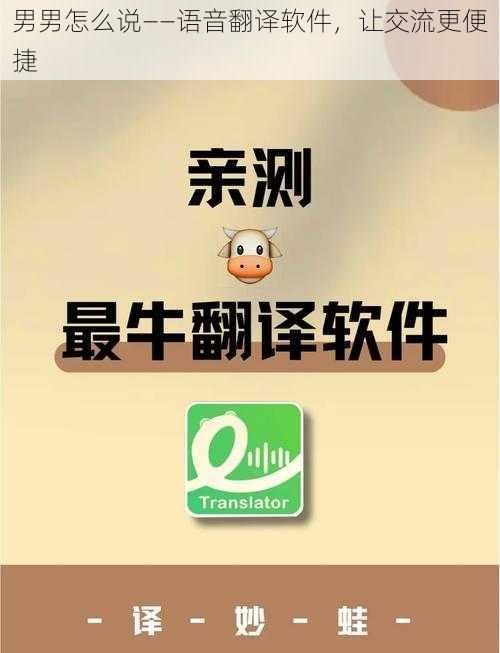 男男怎么说——语音翻译软件，让交流更便捷