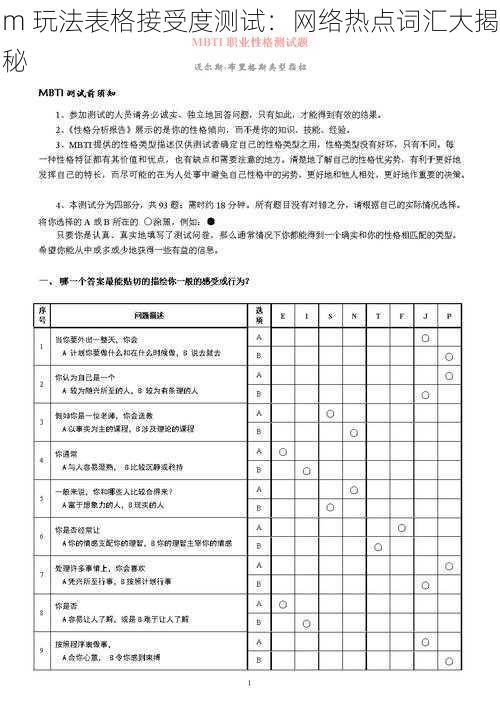 m 玩法表格接受度测试:网络热点词汇大揭秘