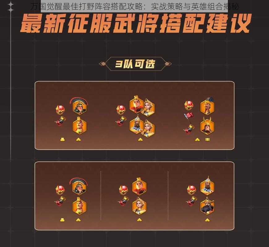 万国觉醒最佳打野阵容搭配攻略:实战策略与英雄组合揭秘