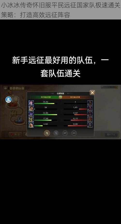 小冰冰传奇怀旧服平民远征国家队极速通关策略:打造高效远征阵容