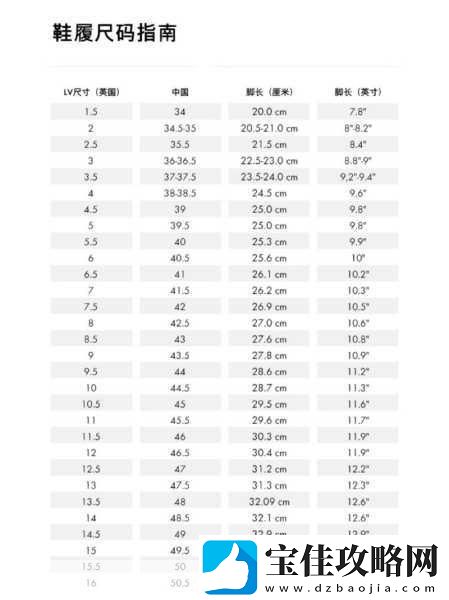 解读欧洲LV尺码大