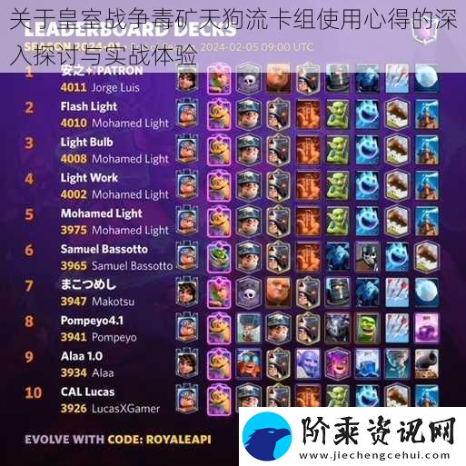 关于皇室战争毒矿天狗流卡组使用心得的深入探讨与实战体验