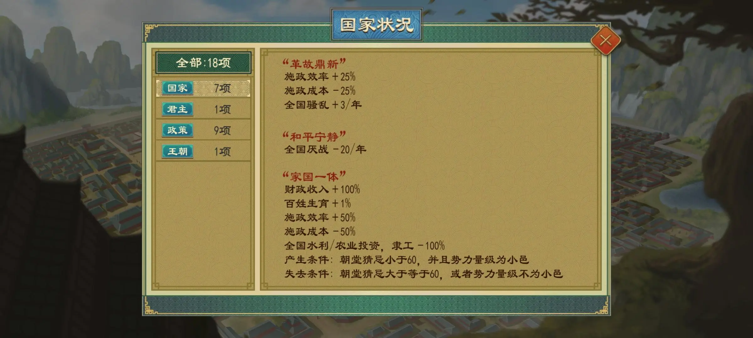 大周列国志怎么点政策
