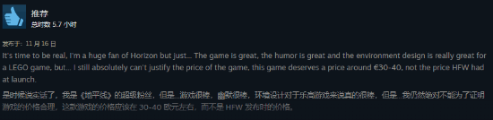 乐高地平线Steam褒贬不一