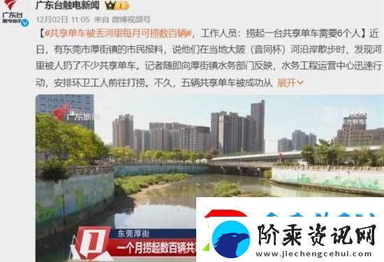共享单车被丢河里每月可捞数百辆