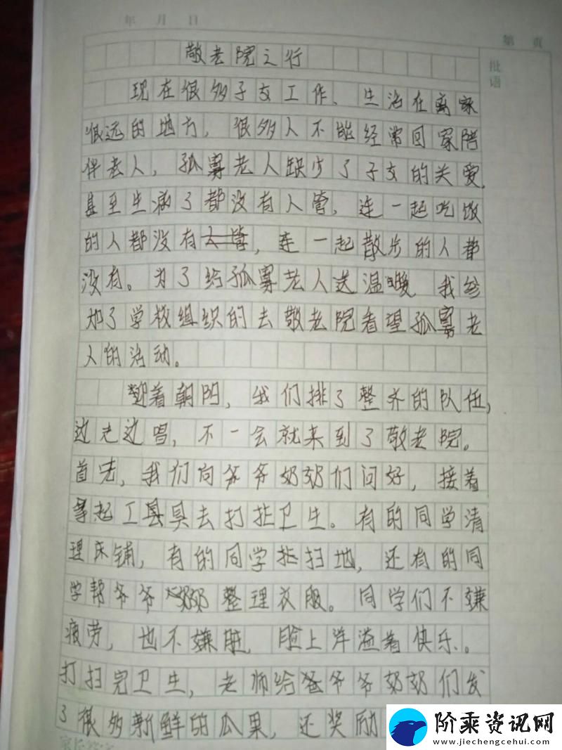 三个校花慰问养老院老人作文