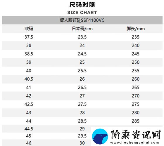 欧洲尺码与日本尺码转换专线