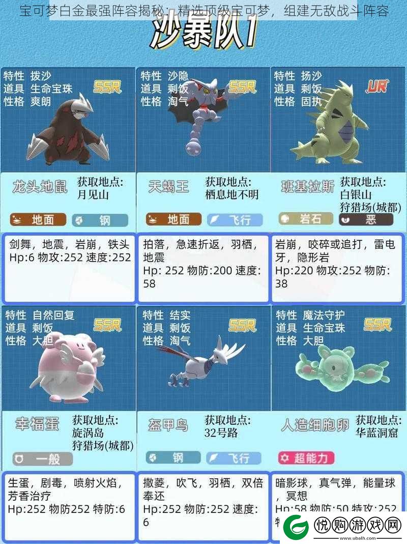 宝可梦白金最强阵容揭秘