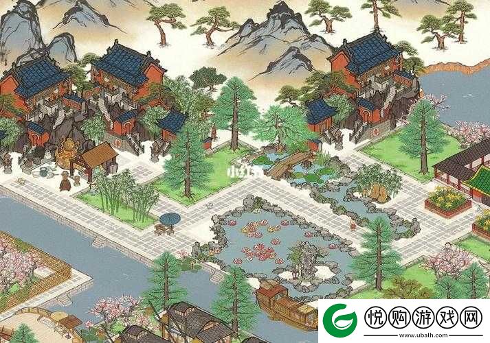 江南百景图，详解人工湖与白色花树林的巧妙布局方法与技巧