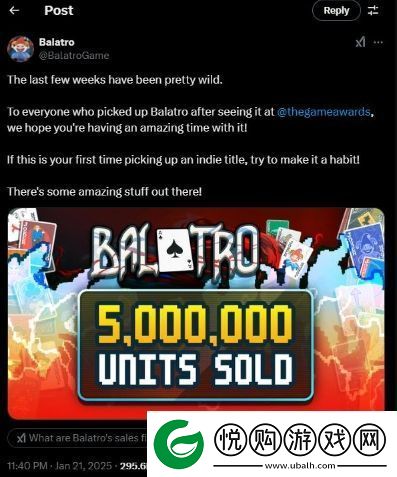 小丑牌销量突破500万