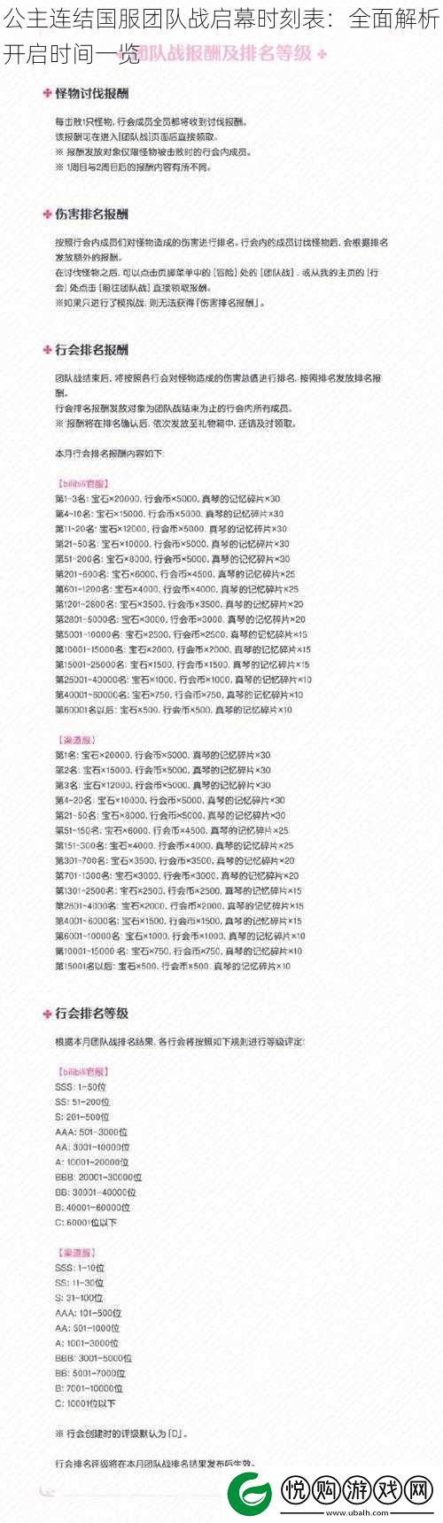 公主连结国服团队战启幕时刻表
