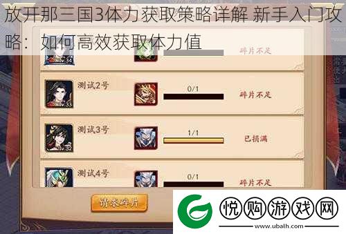 放开那三国3体力获取策略详解
