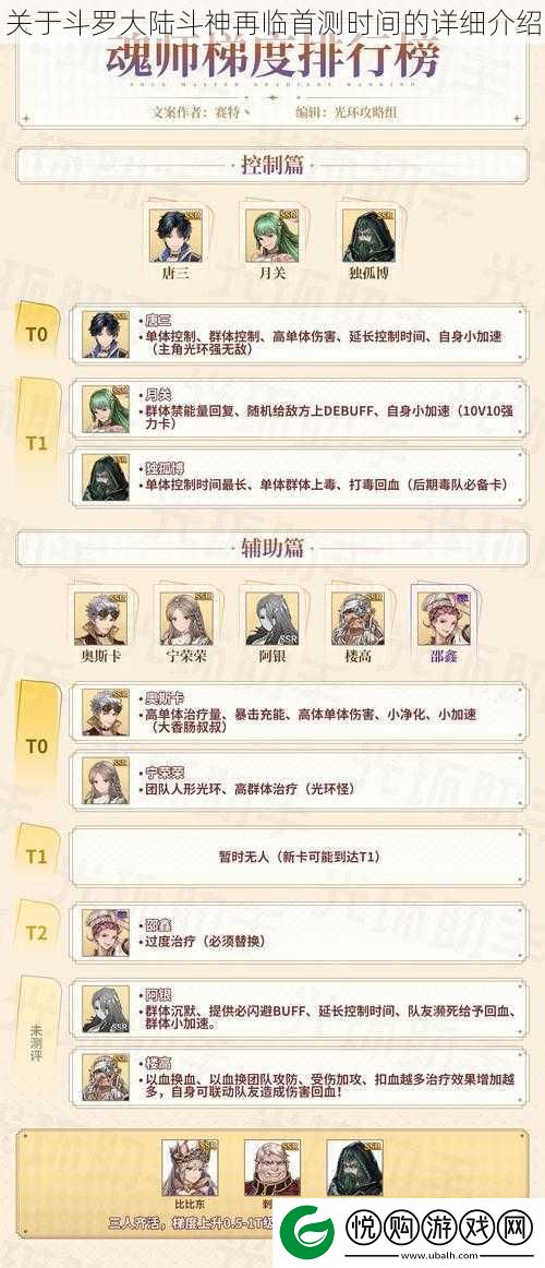 关于斗罗大陆斗神再临首测时间的详细介绍